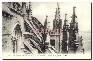 Old Postcard Mont Saint Michel the Laces of Granite staircase