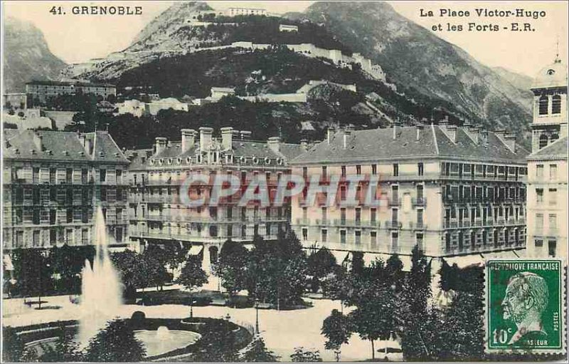 Old Postcard Grenoble Place Victor Hugo and Les Forts E R