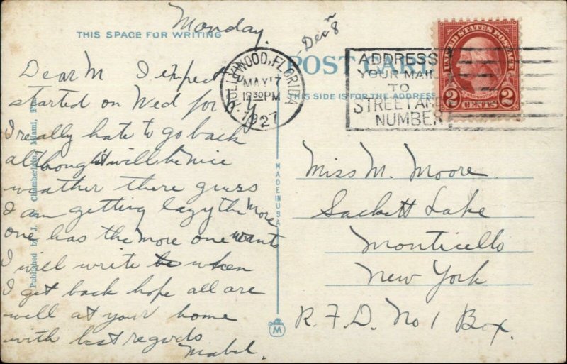 Hollywood FL Post Office c1920s Postcard