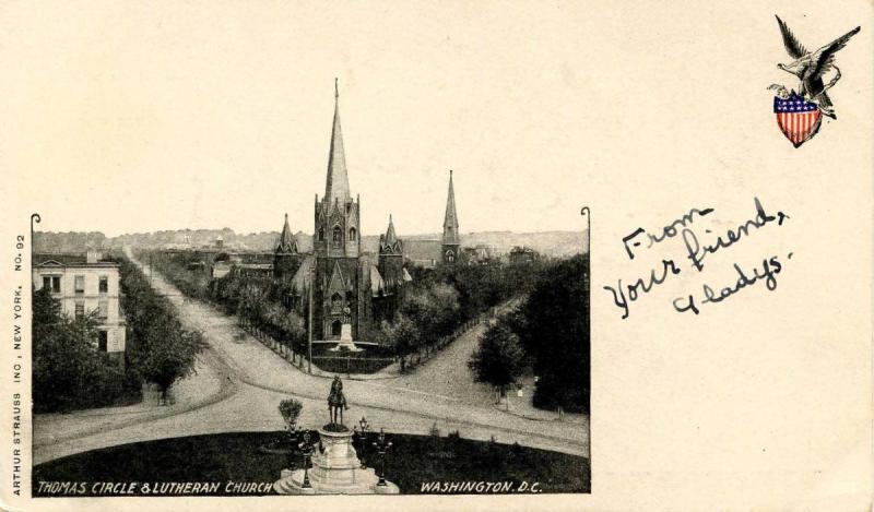 DC - Washington. Thomas Circle and Lutheran Church