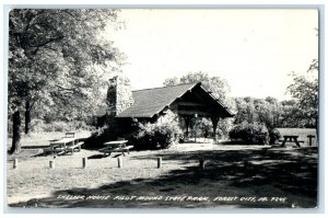 Shelter House Pilot Mound State Park Forest City Iowa IA RPPC Photo Postcard