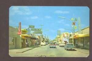 ACUNA COAH. MEXICO DOWNTOWN STREET SCENE OLD CARS STORES VINTAGE POSTCARD