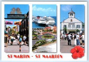 St. Martin St. Maarten multiview Antilles West Indies Philipsburg 4x6 Postcard