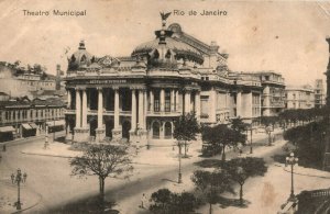 Brazil Rio De Janeiro Theatro Municipal Vintage Postcard 04.02