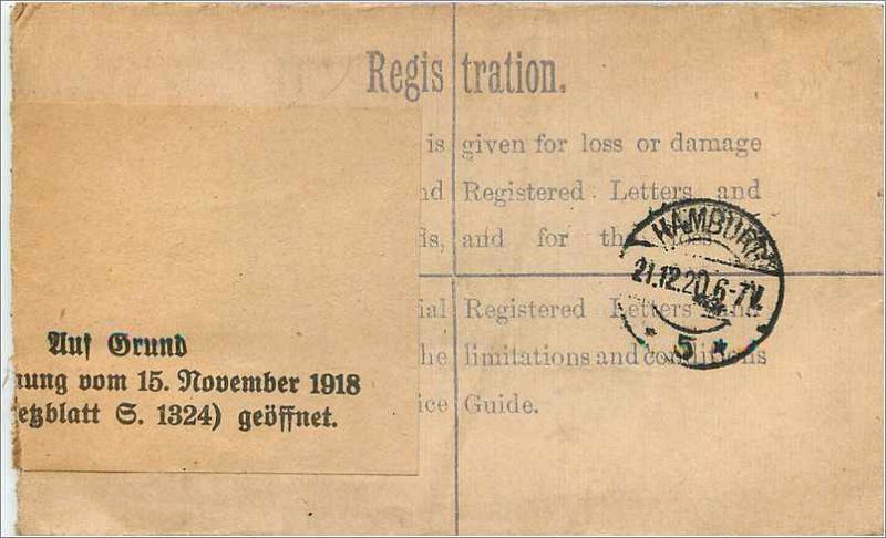 Entier Postal Stationery 4p London for Hamburg in 1920