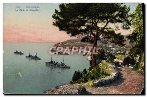 Old Postcard Villefranche La Rade and & # 39Escadre Charter