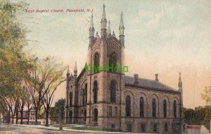 Postcard First Baptist Church Plainsfield NJ 1909