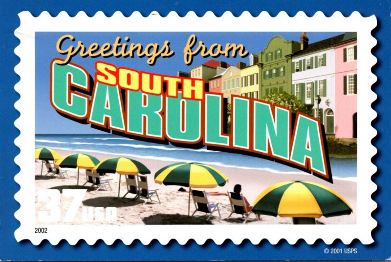 Stamps On Postcards Greetings From South Carolina