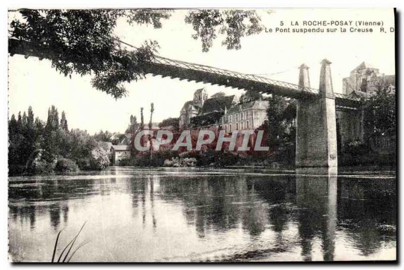 Old Postcard La Roche Posay The Suspension Bridge on the Creuse