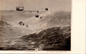 VINTAGE POSTCARD REAL PHOTO OF IN STRANGER SEAS AT METRO MUSEUM OF ART 1924-49