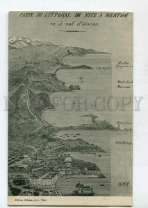 3140856 ITALY Map of NICE COAST MENTONE Vintage PC