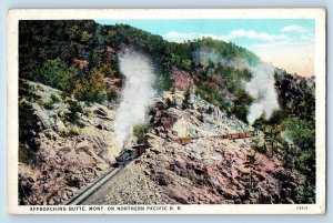 Butte Montana MT Postcard Approaching Butte On Northern Pacific Railroad c1920s
