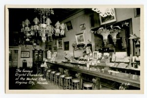 Crystal Chandelier Washoe Club Virginia City Nevada RPPC Standard View Card