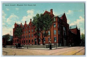 1915 Saint Joseph Hospital Exterior Fort Wayne Indiana IN Posted Horse Postcard