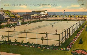 NJ, Wildwood-By-The-Sea, New Jersey, Tennis Courts, Boardwalk, Tichnor No 61156