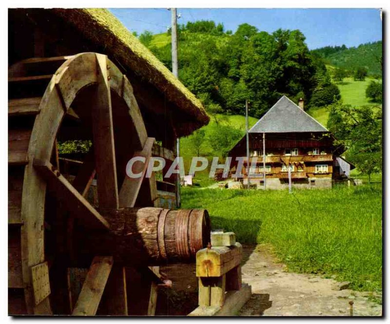 Postcard Modern water mill Black Forest