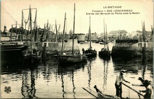 Entry of Fishing Boats into Basin La Bretagne Brittany France UNP DB Postcard C1