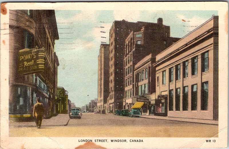 Postcard SHOPS SCENE Windsor Ontario ON AN8958