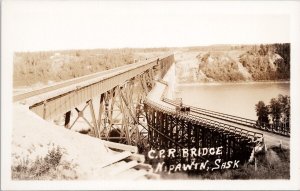 CPR Bridge Nipawin SK Saskatchewan Horses Wagon Unused RPPC Postcard H50