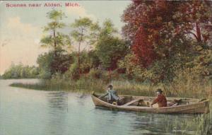 Michigan Fishing Scene Near Alden 1916