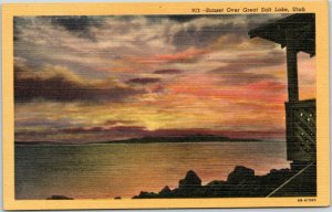 postcard Utah Sunset over Great Salt Lake