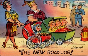 Humour Women Psuhing Baby Carriages The New Road Hog