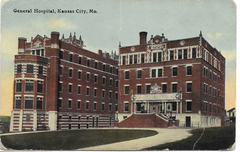 US. Used. Kansas City, Missouri. General Hospital. Mailed 1913.