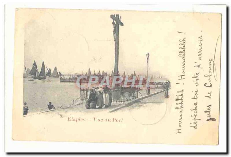Etaples Old Postcard port view