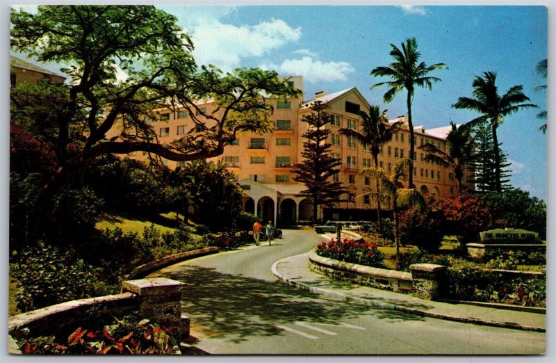 Vtg Bermuda Princess Hotel Main Entrance View Hamilton Postcard