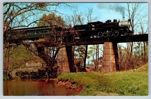 Black River & Western RR, Steam Locomotive, Copper Hill Trestle NJ Postcard