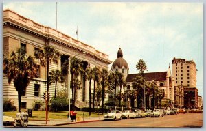 Vtg Tampa Florida FL Downtown Street View Federal Building Old Cars Postcard