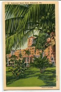 Hollywood Beach Hotel Hollywood Florida linen postcard