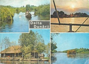 Postcard Romania RPR Danube Delta old channel multi view