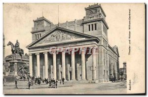 Old Postcard Aachen Theater und Kaiser Wilhelm Denkmal