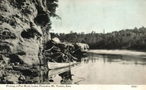 Fishing at Fort Rock Lower Palisades MT. VERNON Iowa IA Vintage Postcard