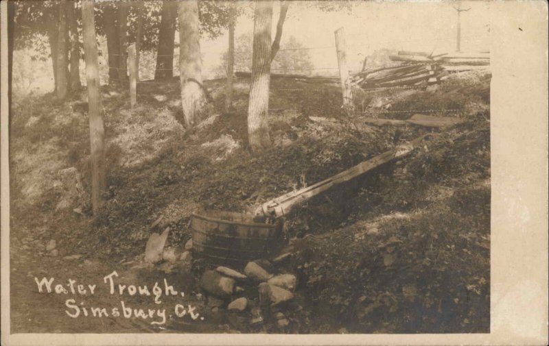 Simsbury Connecticut CT Water Trough HP Foote c1910 Real Photo Postcard