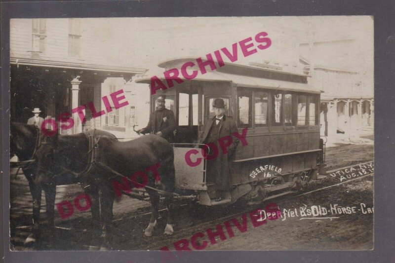 Utica NEW YORK RPPC 1910 TROLLEY Horse-Drawn STREETCAR nr Utica GREAT PHOTO!! NY