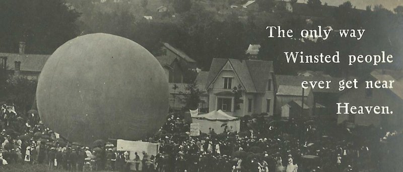 Winsted CONNECTICUT RPPC 1906 BALLOON ASCENSION Event nr Torrington Hartford 