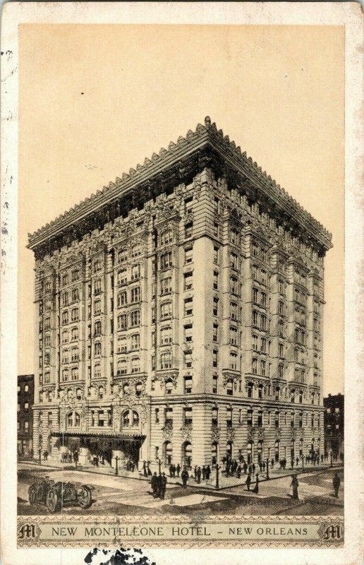 New Monteleone Hotel New Orleans BW Postcard Vieux Carre Lumitone Photo Used DMG 