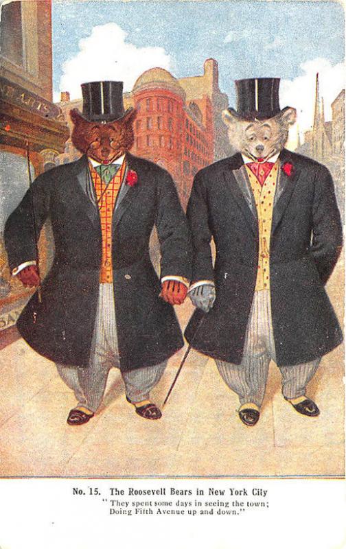 Roosevelt Bears Doing 5th Avenue #15 Advertising Postcard