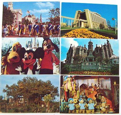 T3341       WALT  DISNEY  WORLD      POSTCARD LOT,   6   ...