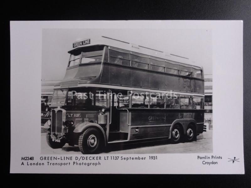 Bus TROLLEYBUS DOUBLE DECKER GREEN LINE 1137 Pamlin Print RP Postcard M2348