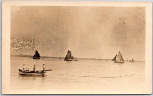 Boat And Ship Ocean View Fishing Boat Real Photo RPPC Postcard