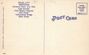 MT. Miles City, Montana Linen Large Letter Postcard