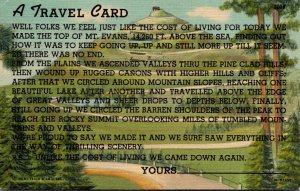 Colorado Travel Card 1951 Curteich