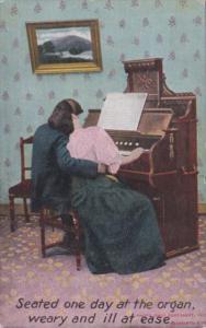 Bamforth Romantic Couple Playing Piano Seated One Day At The Organ 1910