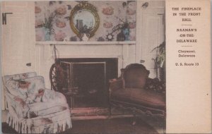 Postcard The Fireplace in the Front Hall Naaman's on Delaware Claymont DE