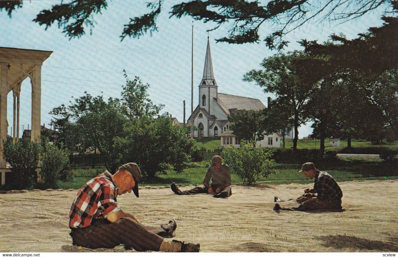 YARMOUTH , Nova Scotia , 50-60s ; Fishermen Mending Nets