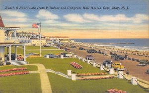 Beach and Boardwalk From Windsor and Congress Hall Hotels - Cape May, New Jer...