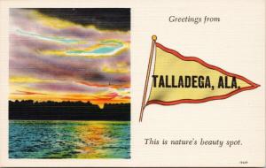 Greetings from Talladega Alabama AL Unused Linen Postcard E42